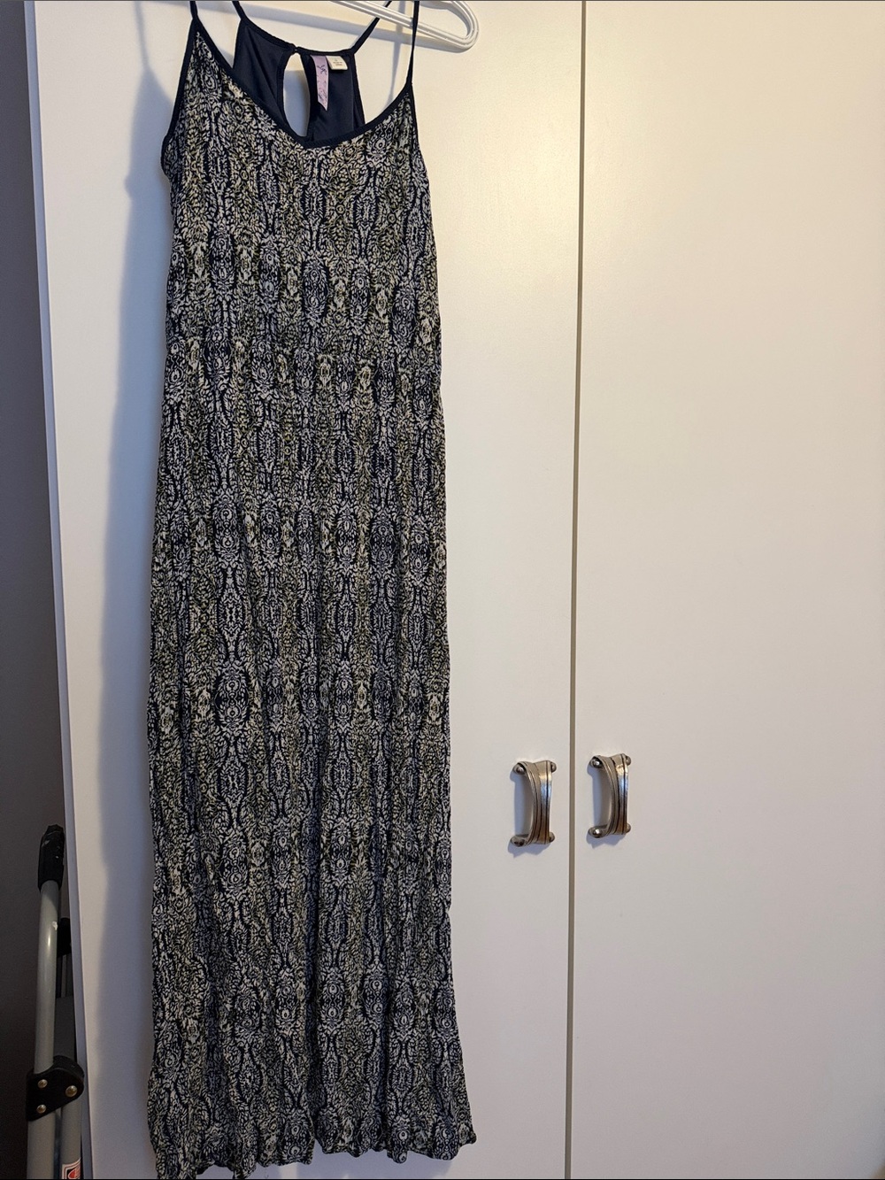 Alya Navy and White Patterned Maxi Skirt